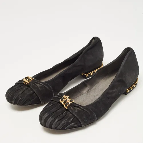 Suede Chain Embellished Ballet Flats Size 37 - Stuart Weitzman - Modalova