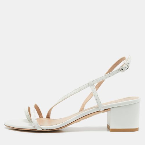 Stuart Weitzman White Leather Soiree Sleek Slingback Sandals Size 38 - Stuart Weitzman - Modalova