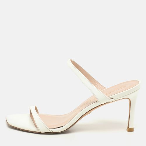 Stuart Weitzman White Patent Leather Aleena Slide Sandals Size 37.5 - Stuart Weitzman - Modalova