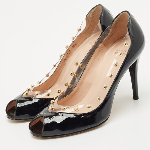 Patent Leather and PVC Studded Peep Toe Pumps Size 38.5 - Stuart Weitzman - Modalova