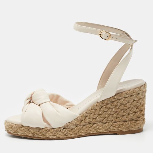 Stuart Weitzman Cream Leather Rosemarie Wedge Espadrille Sandals Size 37 - Stuart Weitzman - Modalova