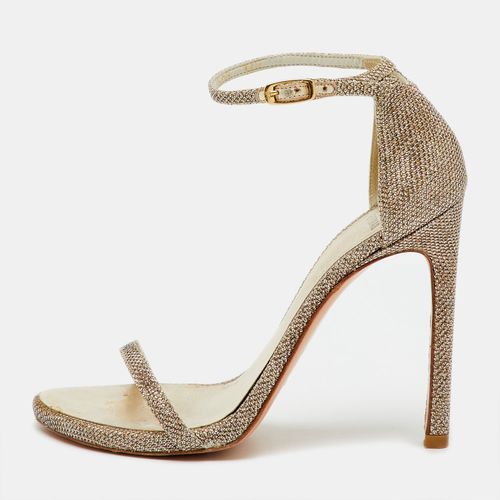 Stuart Weitzman Gold Metallic Lurex Fabric Nudist Ankle Strap Sandals Size 36.5 - Stuart Weitzman - Modalova