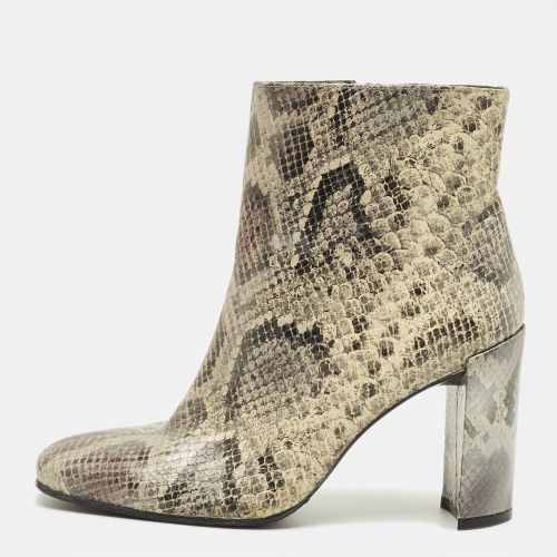 Size 38 /Black Python Embossed Leather Ankle Length Boots - Stuart Weitzman - Modalova