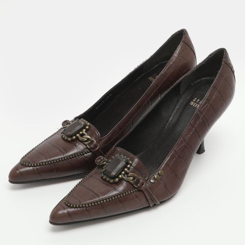 Size 37.5 Croc Embossed Leather Pumps - Stuart Weitzman - Modalova