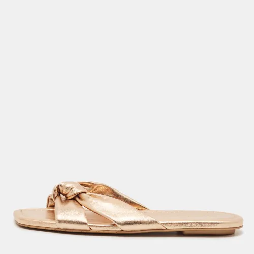 Size 34.5 Metallic Leather knot Flat Slide - Stuart Weitzman - Modalova