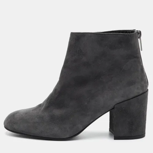 Size 37 Dark Suede Ankle Length Boots - Stuart Weitzman - Modalova
