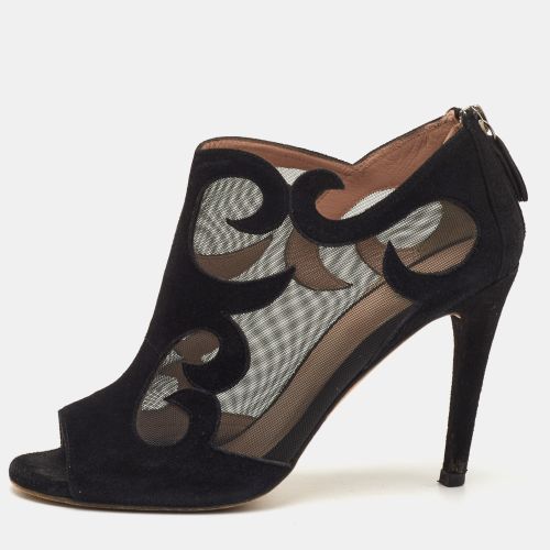 Size 37 Suede and Mesh Open Toe Ankle Booties - Stuart Weitzman - Modalova