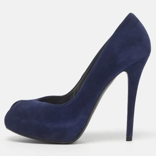 Size 40.5 Suede Platform Peep Toe Pumps - Stuart Weitzman - Modalova