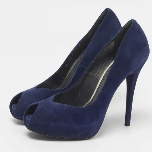 Size 40.5 Suede Platform Peep Toe Pumps - Stuart Weitzman - Modalova