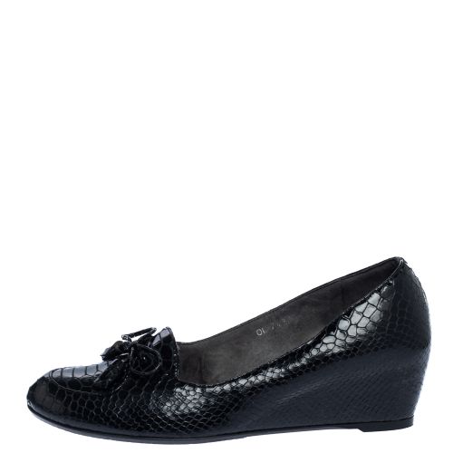 Python Embossed Leather Wedge Bow Detail Loafer Pumps Size 38 - Stuart Weitzman - Modalova