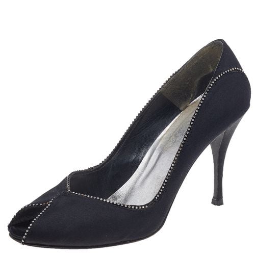 Stuart Weitzman Black Satin Embellished Peep Toe Pumps Size 40 - Stuart Weitzman - Modalova