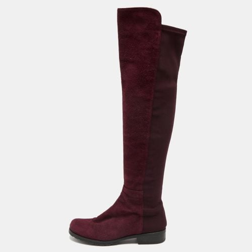 Stuart Weitzman Burgundy Suede Knee Length Boots Size 34.5 - Stuart Weitzman - Modalova