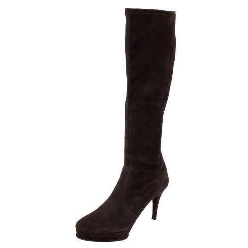 Stuart Weitzman Brown Suede Platform Knee Length Boots Size 38.5 - Stuart Weitzman - Modalova