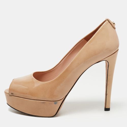 Stuart Weitzman Beige Patent Leather Platform Peep Toe Pumps Size 38 - Stuart Weitzman - Modalova