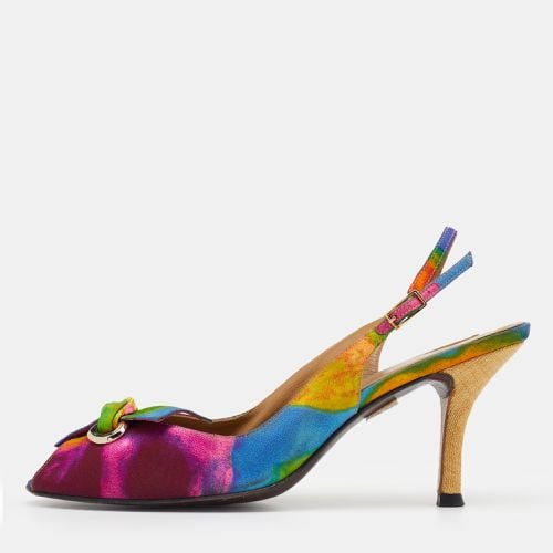 Stuart Weitzman Multicolor Fabric Peep Toe Slingback Sandals Size 40 - Stuart Weitzman - Modalova