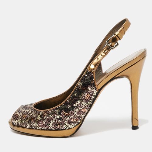 Stuart Weitzman Metallic Animal Print Sequins Platform Slingback Sandals Size 39.5 - Stuart Weitzman - Modalova