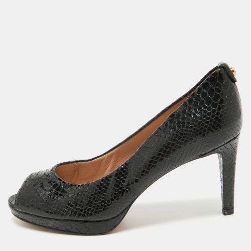 Stuart Weitzman Black Python Embossed Leather Peep Toe Platform Pumps Size 40 - Stuart Weitzman - Modalova