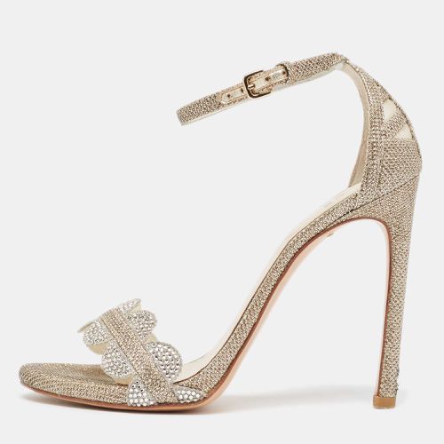 Stuart Weitzman Metallic Gold Glitter Ankle Strap Sandals Size 37.5 - Stuart Weitzman - Modalova