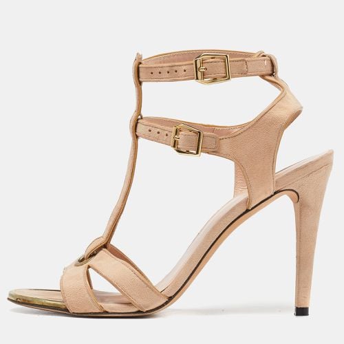 Stuart Weitzman Beige Suede Open Toe T-Strap Sandals Size 39.5 - Stuart Weitzman - Modalova