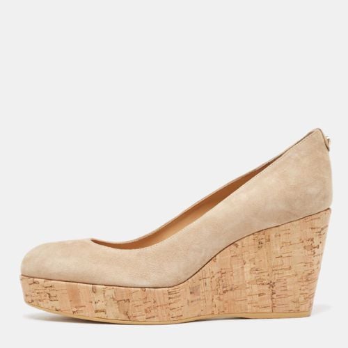 Stuart Weitzman Beige Suede Cork Platform Wedge Pumps Size 41 - Stuart Weitzman - Modalova