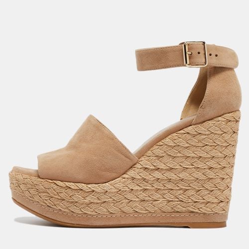 Stuart Weitzman Beige Suede Ankle Strap Platform Espadrille Sandals Size 38 - Stuart Weitzman - Modalova