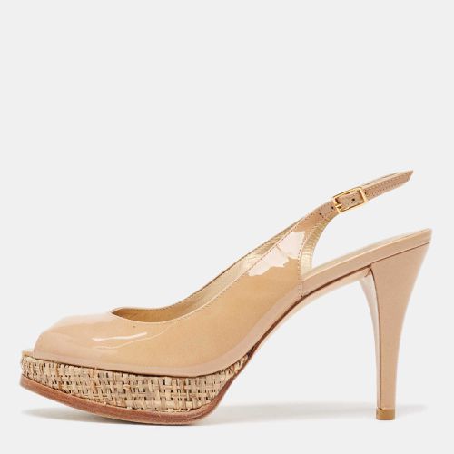 Stuart Weitzman Beige Patent Leather Slingback Platform Pumps Size 38 - Stuart Weitzman - Modalova