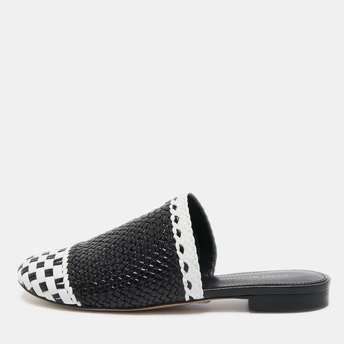 Stuart Weitzman Black/White Woven Leather Indiana Flat Mules Size 35 - Stuart Weitzman - Modalova