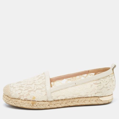 Stuart Weitzman Cream Lace and Mesh Espadrille Flats Size 35 - Stuart Weitzman - Modalova