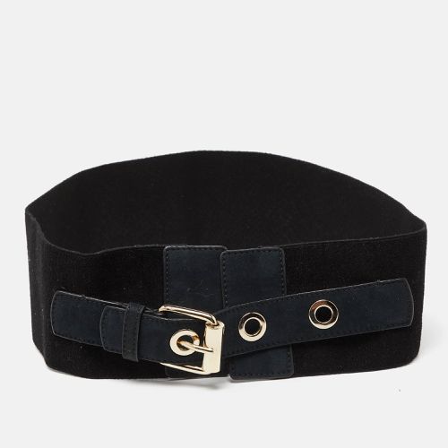 Stella McCartney Black Elastic and Faux Suede Buckle Wide Belt 70CM - Stella McCartney - Modalova