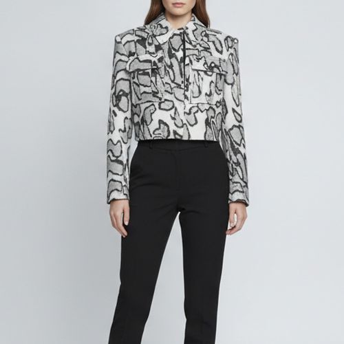 Grey Abstract Moth Jacquard Cropped Utility Jacket S - Stella McCartney - Modalova