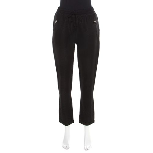 Stella McCartney Black Python Scale Patterned Jacquard Drawstring Detail Pants S - Stella McCartney - Modalova