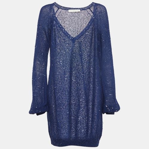 Stella McCartney Navy Blue Sequin Knitted Mini Dress M - Stella McCartney - Modalova