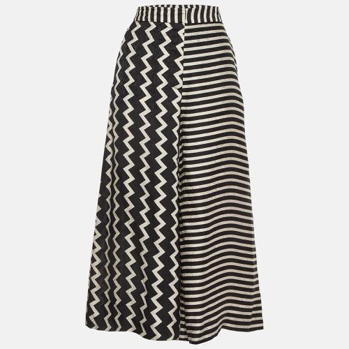 Stella McCartney Black/White Chevron & Stripes Print Jacquard Silk Pants S - Stella McCartney - Modalova