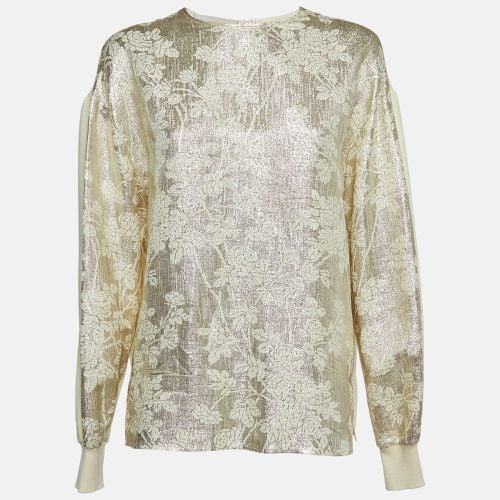 Stella McCartney Cream/Gold Brocade Full Sleeves Jumper Top M - Stella McCartney - Modalova