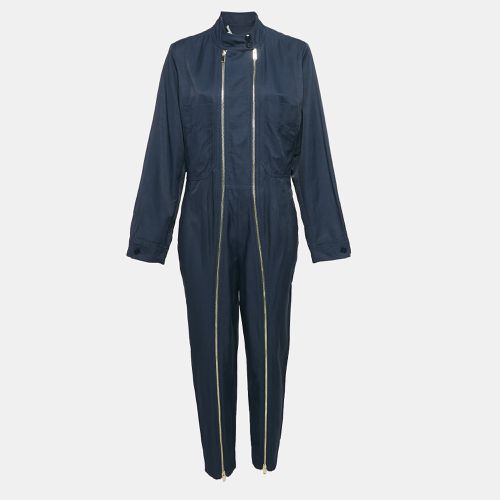 Stella McCartney Navy Blue Cotton Blend Zip Detailed Cargo Jumpsuit S - Stella McCartney - Modalova