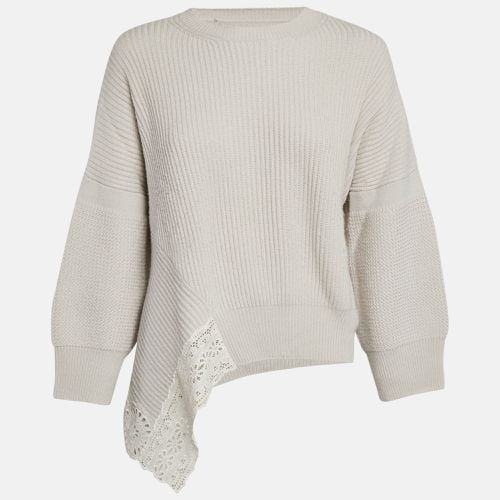 Stella McCartney Grey Lace Trim Rib Knit Asymmetric Sweater S - Stella McCartney - Modalova