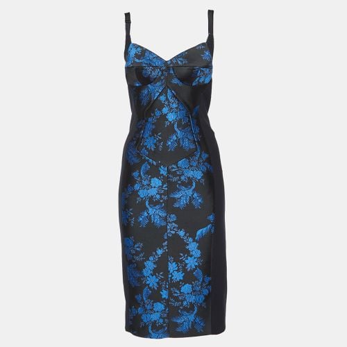 Stella McCartney Black Stretch Crepe Floral Jacquard Paneled Bustier Midi Dress S - Stella McCartney - Modalova