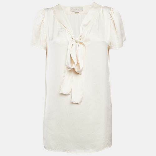 Stella McCartney Cream Satin Tie-Up Neck Blouse M - Stella McCartney - Modalova