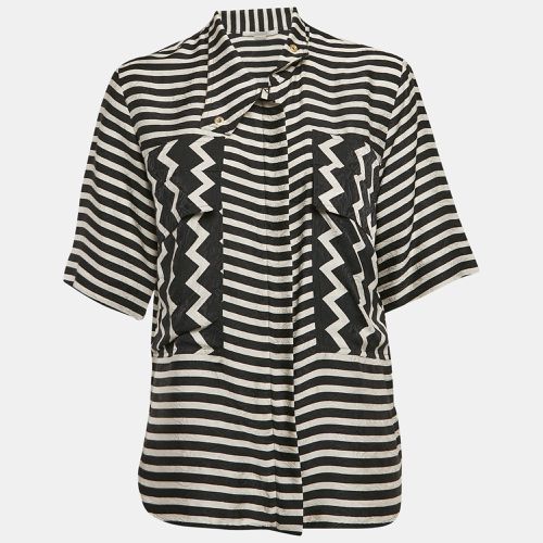 Stella McCartney Black/White Stripe Textured Silk Blouse M - Stella McCartney - Modalova