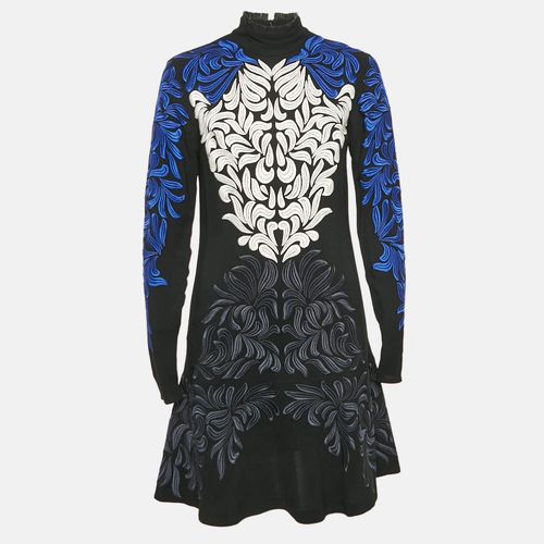 Stella McCartney Black/ Blue Embroidered Crepe Flounce Mini Dress S - Stella McCartney - Modalova