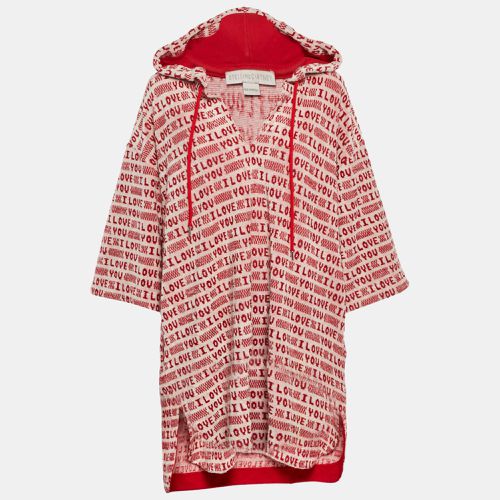 Stella McCartney Red I Love You Print Cotton Terry Poncho XL - Stella McCartney - Modalova