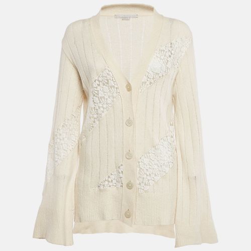 Stella McCartney Cream Cashmere Lace Detail Button Front Cardigan M - Stella McCartney - Modalova