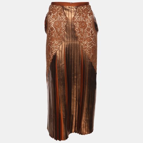 Stella McCartney Metallic Brown Crepe Pleated and Lace Midi Skirt S - Stella McCartney - Modalova