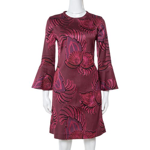 Stella McCartney Burgundy Floral Jacquard Wool Long Sleeve Dress M - Stella McCartney - Modalova