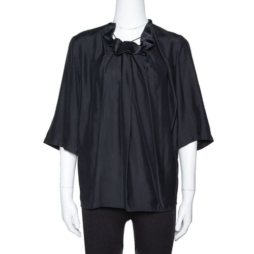 Stella McCartney Black Sateen Gathered Neck Faye Top XS - Stella McCartney - Modalova