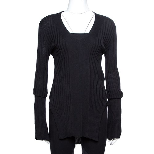 Stella McCartney Black Ribbed Knit Fitted Sweater M - Stella McCartney - Modalova