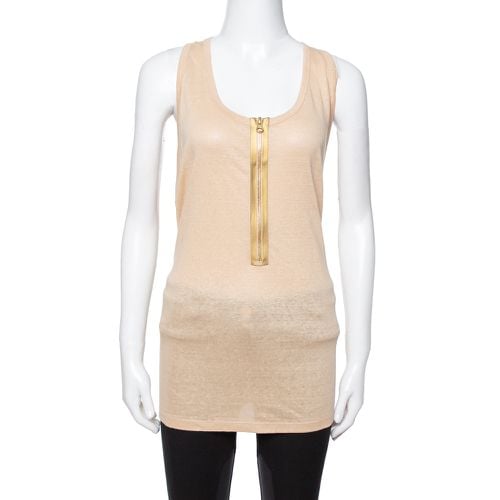 Stella McCartney Beige Linen & Cotton Zip Front Tank Top L - Stella McCartney - Modalova