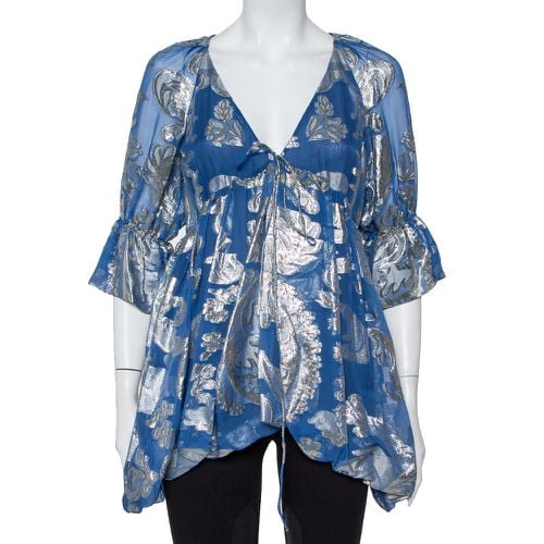 Floral Lamé Asymmetrical Hem Top M - Stella McCartney - Modalova