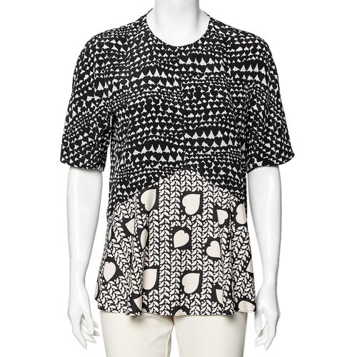 Stella McCartney Monochrome Heart Printed Silk Flounce Top M - Stella McCartney - Modalova