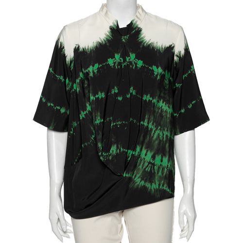 Stella McCartney Black Tie-Dye Printed Silk Asymmetrical Draped Blouse M - Stella McCartney - Modalova